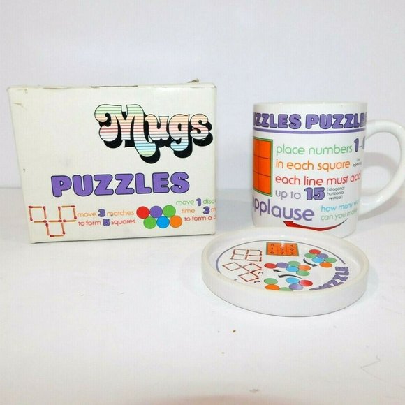 VTG 1985 Applause MUGS AT PLAY Brain  Puzzle Mug - Picture 1 of 8